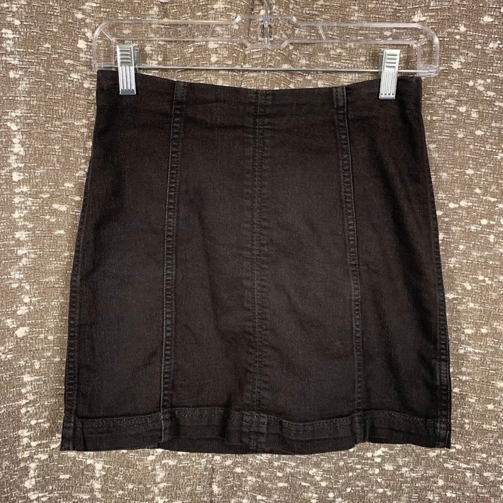 Free People Modern Femme Denim Mini Skirt Black Boho Grunge Women's 0